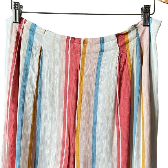 Sadie & Sage Summer Beach Resort Striped Wide Leg Pants Coral Blue Size Large - Picture 6 of 8